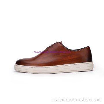 Zapatos de cordones de cuero genuino casual para hombres